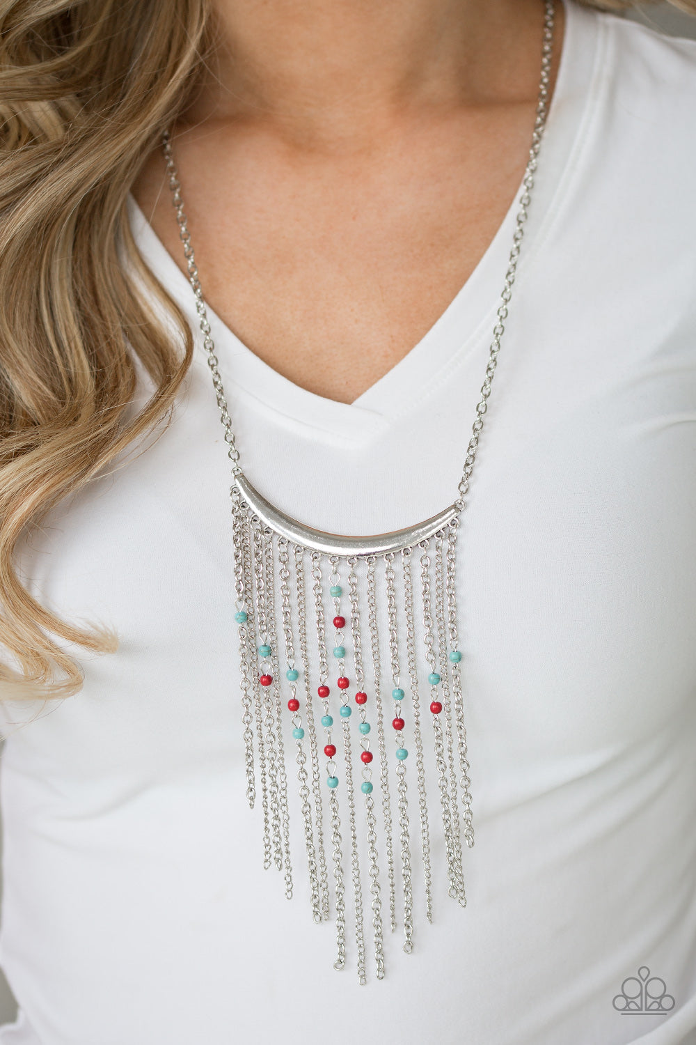 Paparazzi Runaway Rumba - Multi - Turquoise, Red Stones - Necklace & Earrings - $5 Jewelry With Ashley Swint