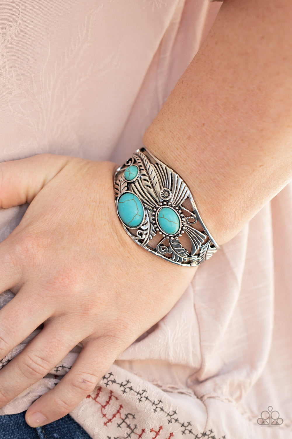 Paparazzi Mojave Moods - Blue Turquoise Stone - Bracelet - $5 Jewelry with Ashley Swint