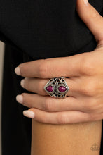 Load image into Gallery viewer, Paparazzi Rural Revel - Purple - Magenta Teardrop - Silver Filigree - Ring - $5 Jewelry with Ashley Swint