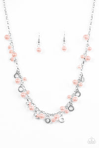 Paparazzi Elegant Ensemble - Pink Pearls - Silver Necklace & Earrings - $5 Jewelry With Ashley Swint