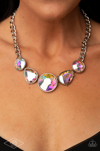 Paparazzi All The Worlds My Stage - Multi - Iridescent Necklace & Earrings - Black Diamond Exclusive!