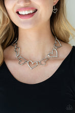 Load image into Gallery viewer, Paparazzi Vintagely Valentine - Silver - Heart Necklace &amp; Earrings - $5 Jewelry with Ashley Swint