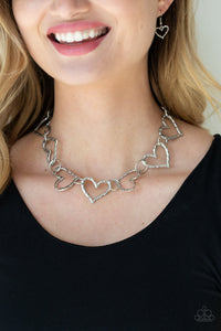 Paparazzi Vintagely Valentine - Silver - Heart Necklace & Earrings - $5 Jewelry with Ashley Swint
