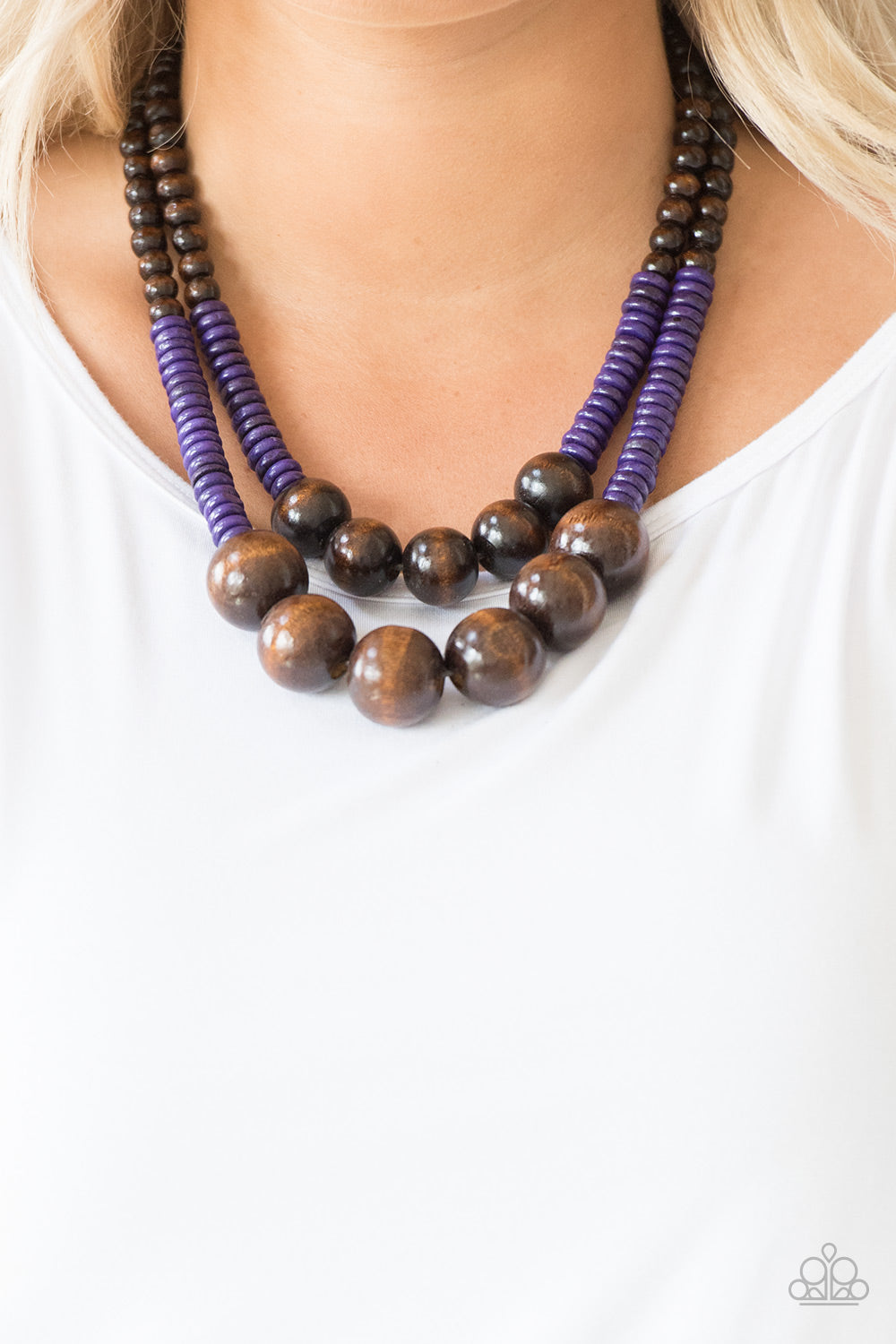 Purple wooden necklace on sale paparazzi