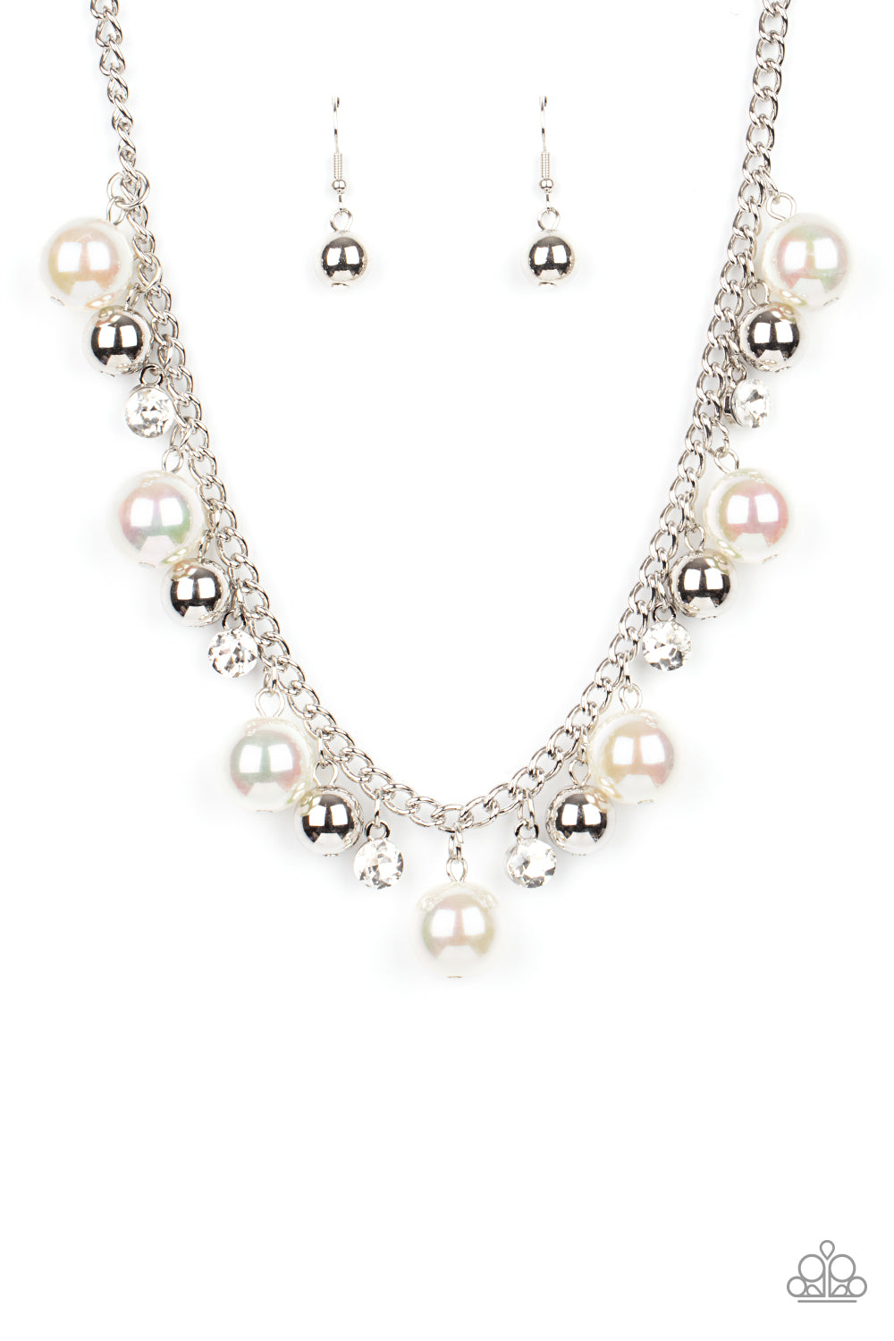 PRE-ORDER - Paparazzi Galactic Gala - White Iridescent Pearls - Necklace & Earrings - $5 Jewelry with Ashley Swint