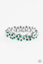 Load image into Gallery viewer, Paparazzi Cold Hard Cash - Green Rhinestone - Silver Dainty Band Ring - $5 Jewelry With Ashley Swint