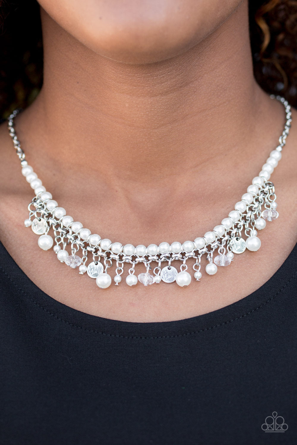 Paparazzi Glamour Trove - White Pearls - Necklace & Earrings - $5 Jewelry With Ashley Swint