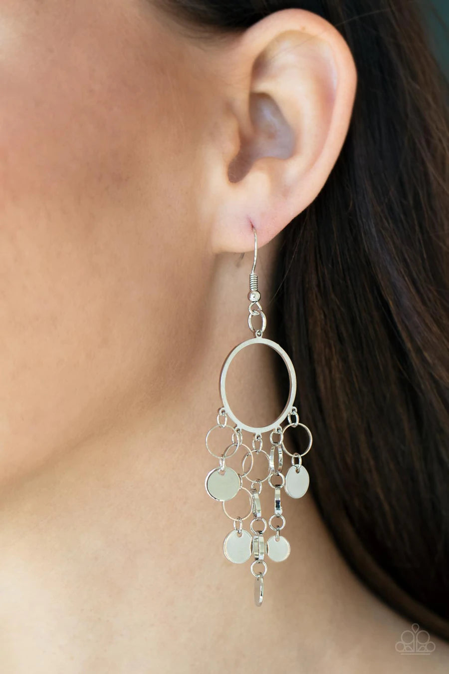 Paparazzi Cyber Chime - Silver - Earrings