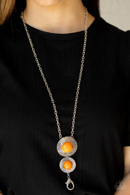 PRE-ORDER - Paparazzi Abstract Artistry - Orange Lanyard - Necklace & Earrings - $5 Jewelry with Ashley Swint