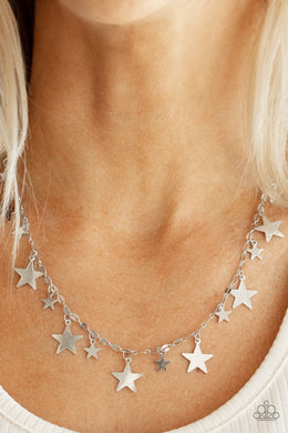 Paparazzi Starry Shindig - Silver - Necklace & Earrings - $5 Jewelry with Ashley Swint