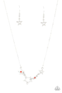 Paparazzi Proudly Patriotic - Red - Necklace & Earrings