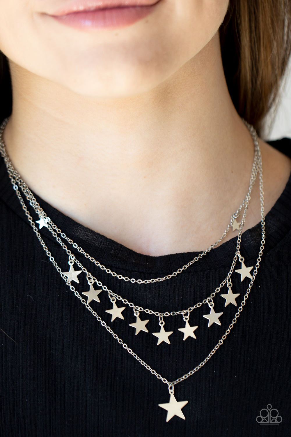 Paparazzi Americana Girl - Silver - Necklace & Earrings