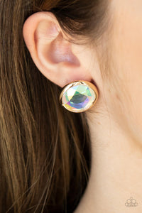 Paparazzi Double-Take Twinkle - Gold - IRIDESCENT Earrings - $5 Jewelry with Ashley Swint