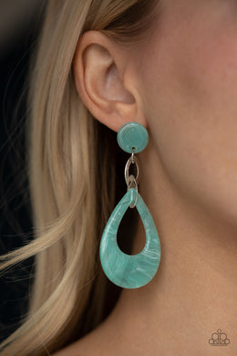 Paparazzi Beach Oasis - Blue - Faux Marble Acrylic Teardrop - Post Earrings - $5 Jewelry with Ashley Swint