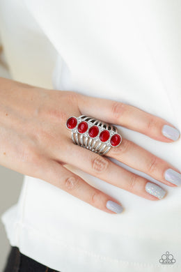 Paparazzi BLING Your Heart Out - Red - Cat's Eye Moonstones - White Rhinestones - Ring - Life of the Party Exclusive - January 2020 - $5 Jewelry with Ashley Swint