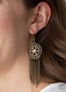 Paparazzi Blissfully Botanical - Brass - Topaz Rhinestones - Earrings - $5 Jewelry with Ashley Swint