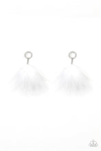 Load image into Gallery viewer, Paparazzi BOA Down - White - Feather - Rhinestones - Post Earrings - $5 Jewelry with Ashley Swint