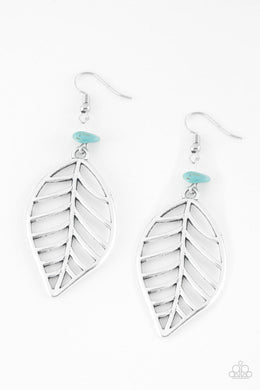 Paparazzi BOUGH Out - Blue Turquoise Pebble - Leaf Earrings - $5 Jewelry With Ashley Swint