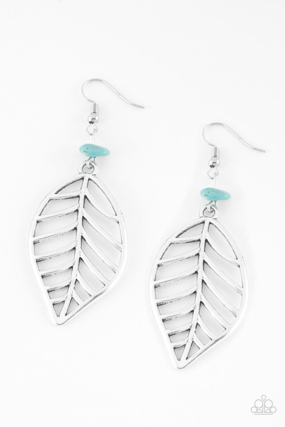 Paparazzi BOUGH Out - Blue Turquoise Pebble - Leaf Earrings - $5 Jewelry With Ashley Swint