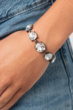 Load image into Gallery viewer, Paparazzi Cant Believe My ICE - Black Gunmetal - White Rhinestones - Statement Bracelet - $5 Jewelry with Ashley Swint