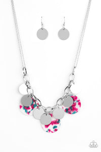 Paparazzi Confetti Confection - Pink - Acrylic Discs - Silver Chains - Necklace & Earrings - $5 Jewelry with Ashley Swint