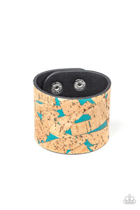 Paparazzi Cork Congo - Blue - Leather Band - Wrap / Snap Bracelet - $5 Jewelry with Ashley Swint