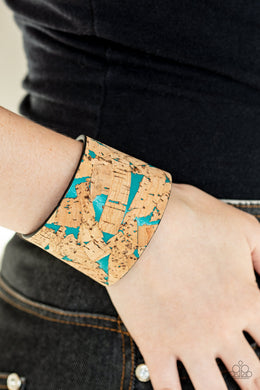 Paparazzi Cork Congo - Blue - Leather Band - Wrap / Snap Bracelet - $5 Jewelry with Ashley Swint