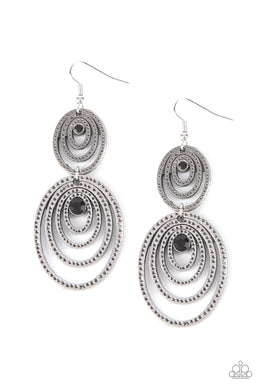 PRE-ORDER - Paparazzi Cosmic Twirl - Black - Earrings - $5 Jewelry with Ashley Swint
