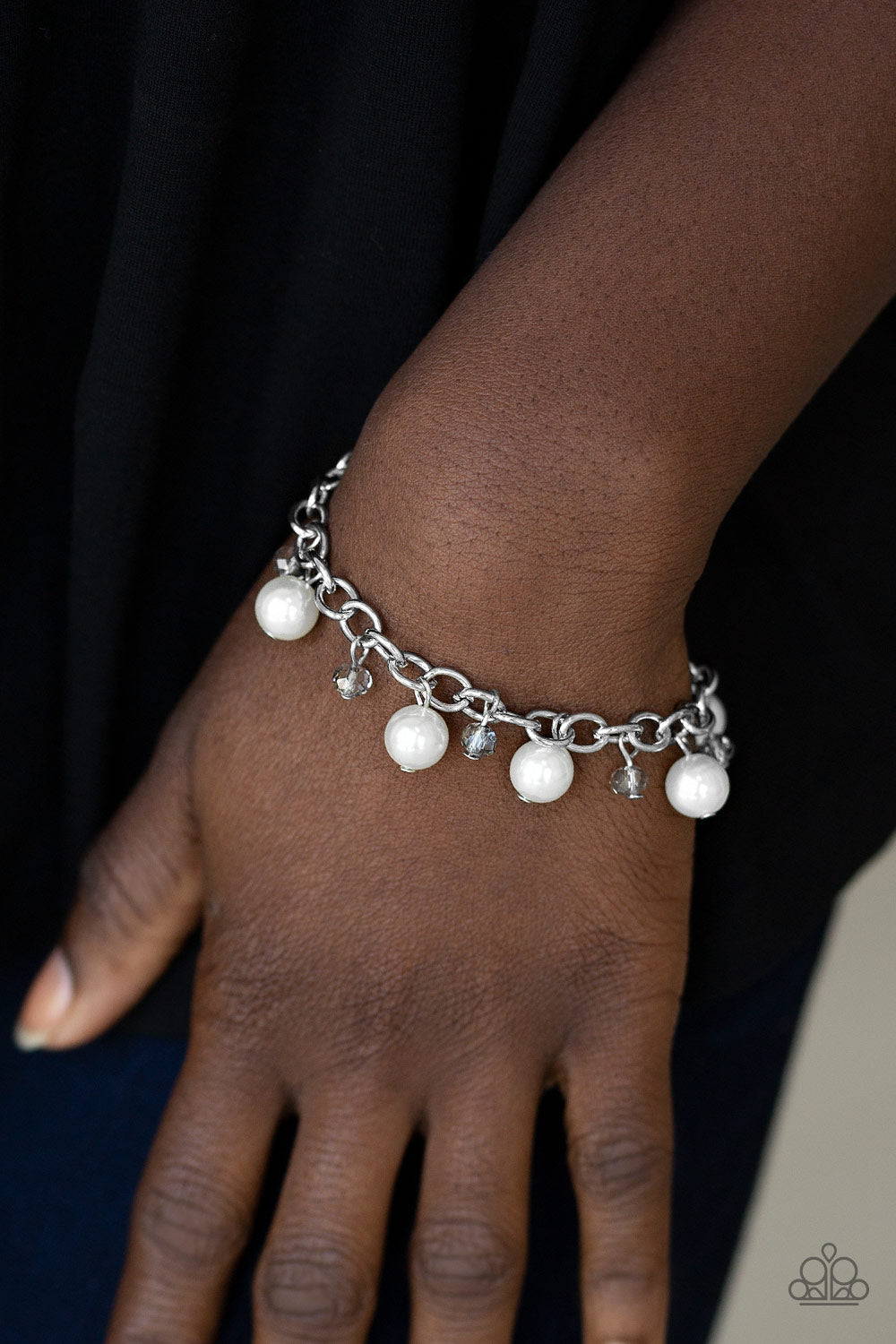 Paparazzi Country Club Chic - White Pearls - Silver Chain Bracelet - $5 Jewelry With Ashley Swint