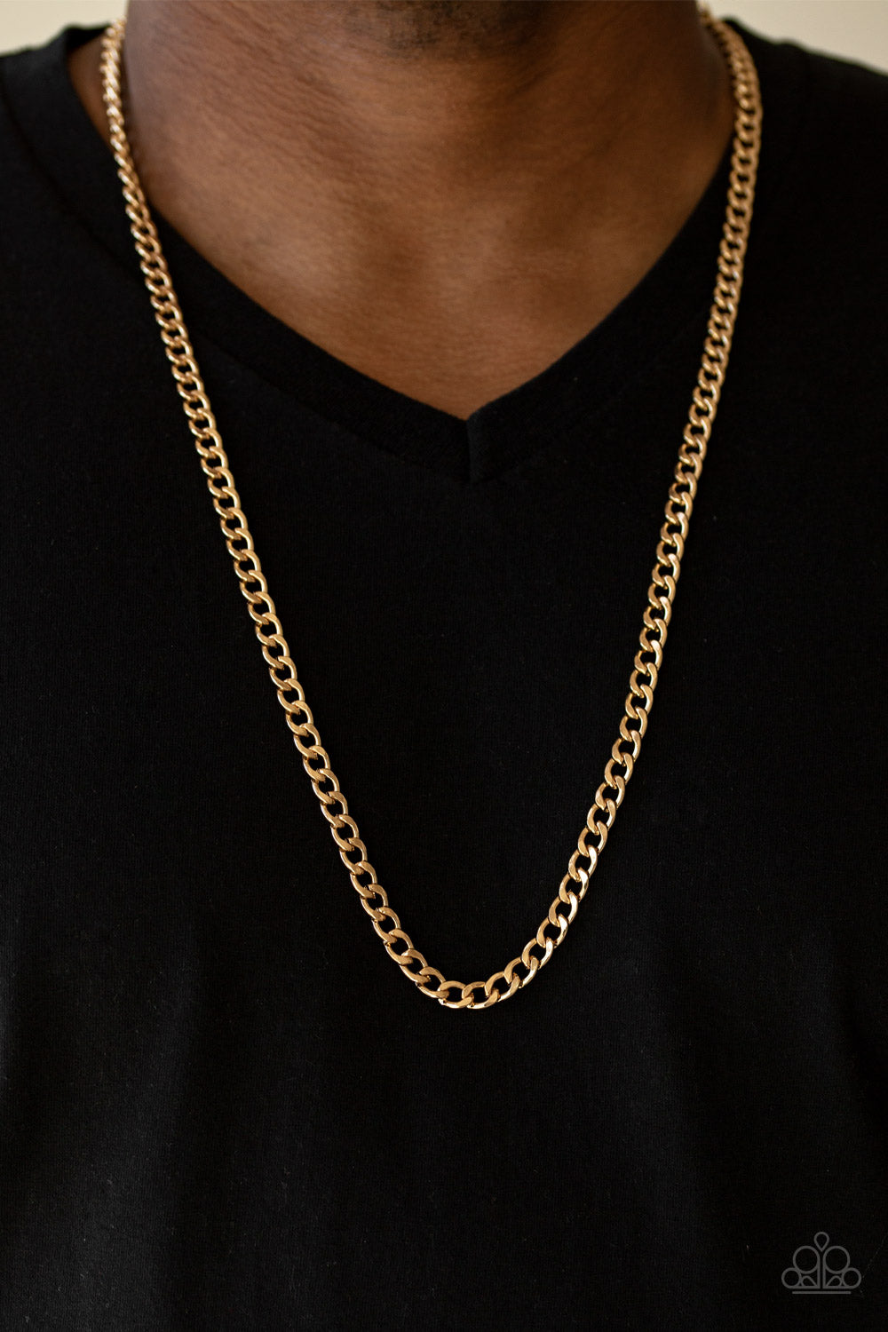 Paparazzi Delta - Gold - Thick Curb Chain Necklace - Men's Collection - $5 Jewelry with Ashley Swint