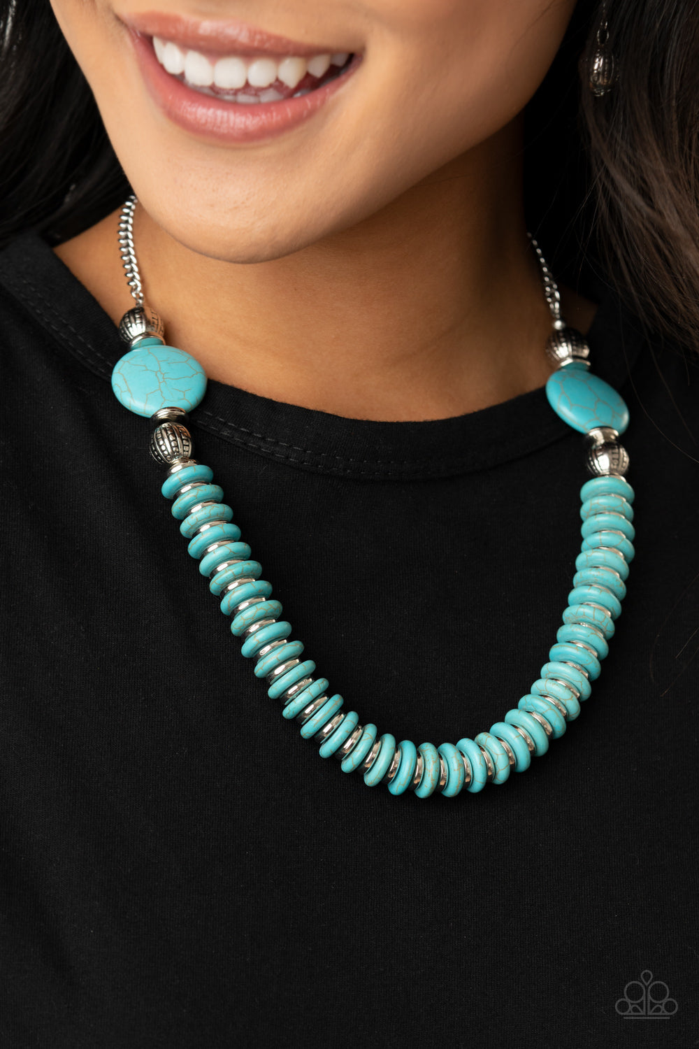 PRE-ORDER - Paparazzi Desert Revival - Blue Turquoise Stone - Necklace & Earrings - $5 Jewelry with Ashley Swint