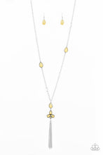 Load image into Gallery viewer, Paparazzi Eden Dew - Yellow - Teardrop Beads - Silver Necklace &amp; Earrings - $5 Jewelry with Ashley Swint