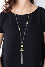 Load image into Gallery viewer, Paparazzi Eden Dew - Yellow - Teardrop Beads - Silver Necklace &amp; Earrings - $5 Jewelry with Ashley Swint