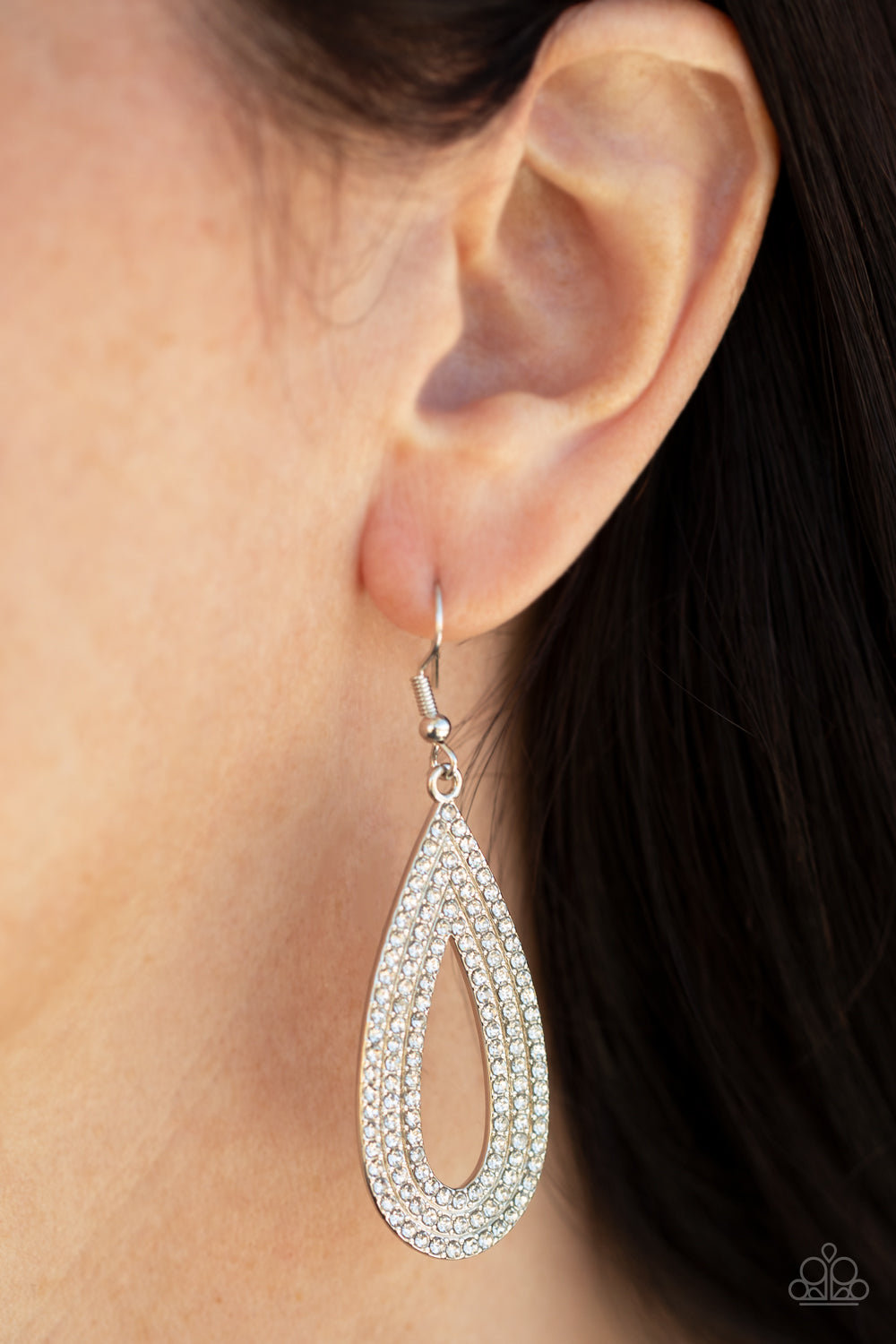 Paparazzi Exquisite Exaggeration - White - Earrings - $5 Jewelry with Ashley Swint