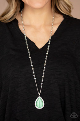 Paparazzi Fashion Flaunt - Green - Cat's Eye Moonstone - Necklace & Earrings - Life of the Party Exclusive July 2020 - $5 Jewelry with Ashley Swint