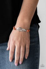 Load image into Gallery viewer, Paparazzi Faster Than FLIGHT - Orange - Suede - Silver Feather Charm - Bracelet - $5 Jewelry with Ashley Swint