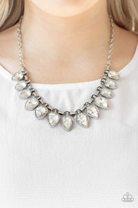Paparazzi FEARLESS is More - White Rhinestones - Necklace & Earrings - $5 Jewelry with Ashley Swint