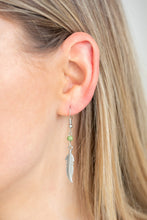 Load image into Gallery viewer, Paparazzi Feathered Ferocity - Green Stones - Feathers Necklace and matching Earrings - $5 Jewelry with Ashley Swint