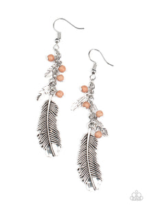 Paparazzi Find Your Flock - Brown - Silver Feather Charms - Earrings - $5 Jewelry with Ashley Swint