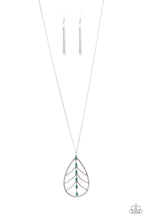 Load image into Gallery viewer, Paparazzi Forest Flair - Green Eden Beads - Silver Leaf Pendant - Necklace and matching Earrings - $5 Jewelry With Ashley Swint