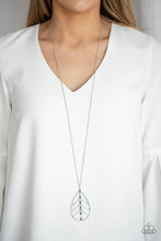 Load image into Gallery viewer, Paparazzi Forest Flair - Green Eden Beads - Silver Leaf Pendant - Necklace and matching Earrings - $5 Jewelry With Ashley Swint