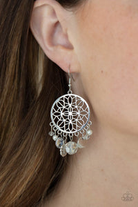 PRE-ORDER - Paparazzi Garden Dreamcatcher - White - Earrings - $5 Jewelry with Ashley Swint