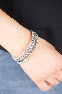 Paparazzi Glam-ified Fashion - Silver - White Rhinestones - Infinity Coil Wire Wrap - Bracelet - $5 Jewelry with Ashley Swint