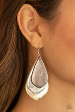 Load image into Gallery viewer, Paparazzi GLISTEN Up! - Silver - Gray &amp; Golden Leather Teardrop Earrings - $5 Jewelry with Ashley Swint