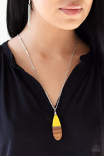Load image into Gallery viewer, Paparazzi Going Overboard - Yellow - Wooden Pendant - Silver Chain Necklace &amp; Earrings - $5 Jewelry with Ashley Swint