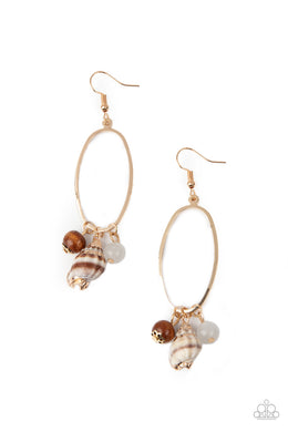 Paparazzi Golden Grotto - White - Seashell Earrings - $5 Jewelry with Ashley Swint