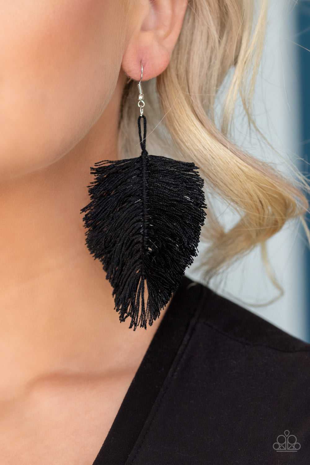 Paparazzi Hanging by a Thread - Black - Fringe / Thread / Tassel Earrings - $5 Jewelry with Ashley Swint