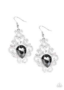 Paparazzi Happily Ever AFTERGLOW - Silver - Smoky & White Rhinestones - Earrings - $5 Jewelry with Ashley Swint