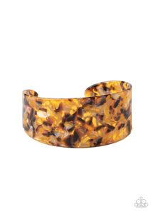 Paparazzi HAUTE Under The Collar - Yellow - Tortoise Shell Pattern - Bracelet - $5 Jewelry with Ashley Swint