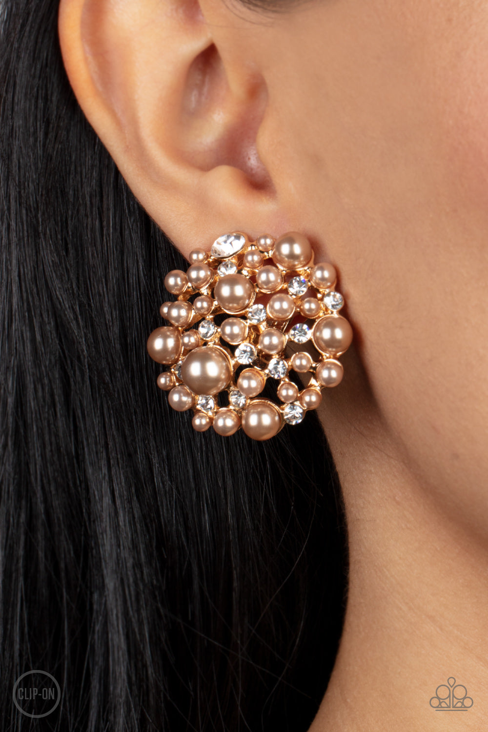 PRE-ORDER - Paparazzi Head To Toe Twinkle - Brown - Clip On Earrings - $5 Jewelry with Ashley Swint